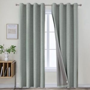 SAGE TEAL GREEN Blackout Lined Heavy Textured Grommet Curtains Drapes 95”x52”